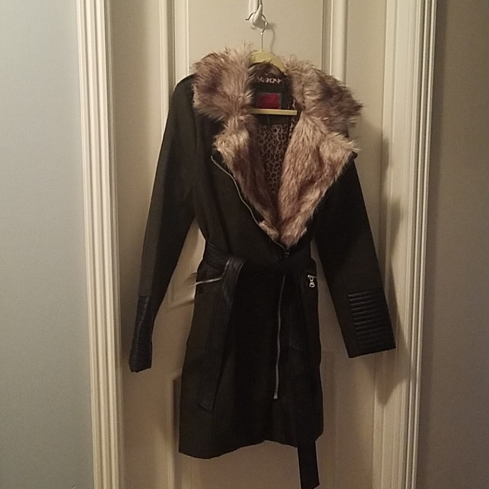 Celsius Premium Faux Fur Trim Coat